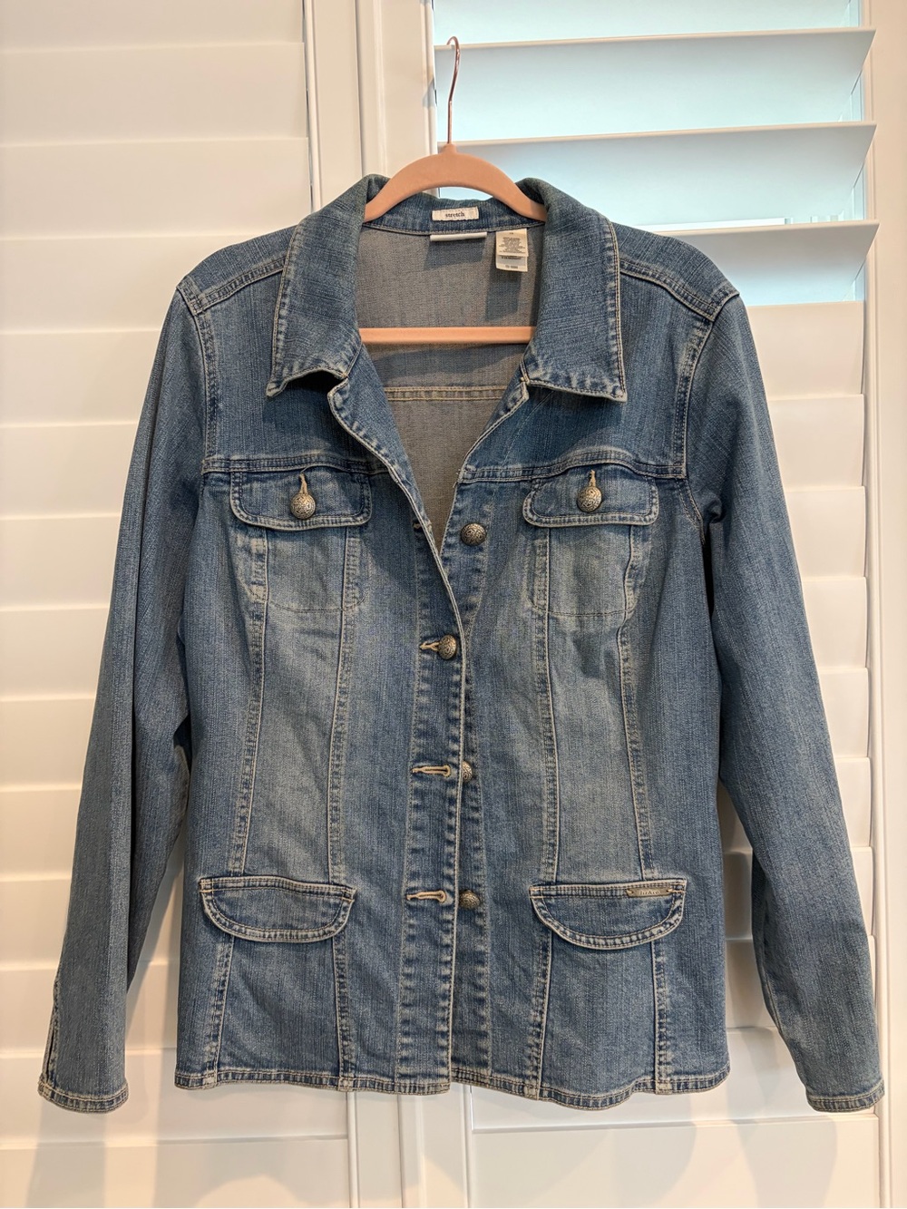 Liz Claiborne Denim Button-Front Jacket - Light Blue
